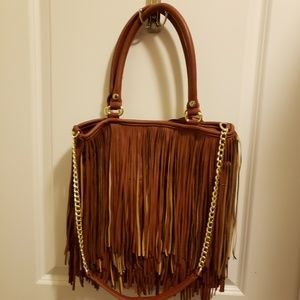 Steve Madden brown fringe purse